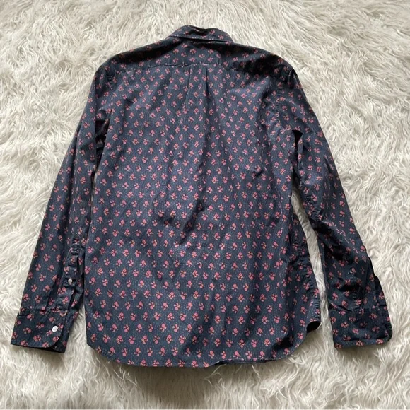 J CREW Slim Stretch Secret Wash Floral Sport Shirt‎ In Navy - Picture 5 of 5